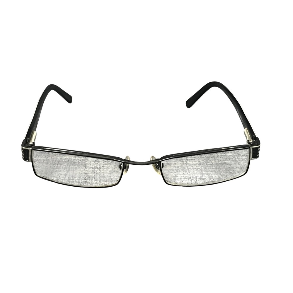 Calista St. Moritz Black Rectangular Semi-Rimless Eyeglass Frames 50-20-135 Case